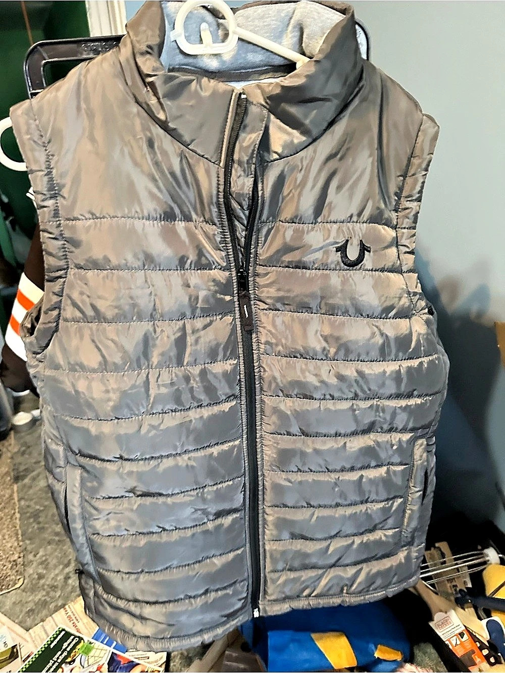 True Religion Horseshoe Puffer Vest Gray